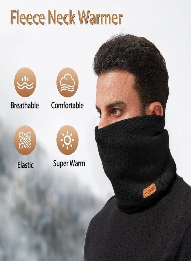 Mottico Neck Warmer Gaiter for Men Women,Winter Soft Thick Warm Fleece Lined Face Ski Mask Scarf Cold Weather Running (Black) - Image 2